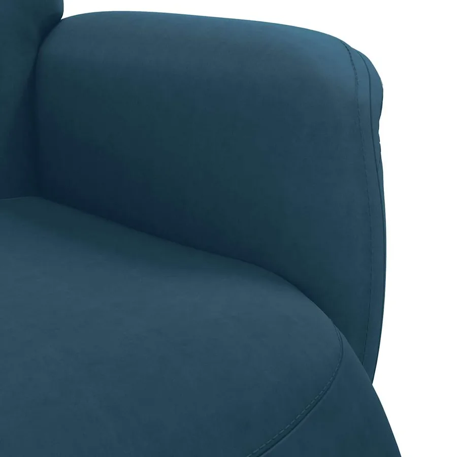 Fauteuil inclinable avec repose-pied bleu velours - 7