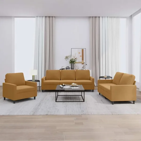 Ensemble de canapés 3 pcs avec coussins Marron Velours
