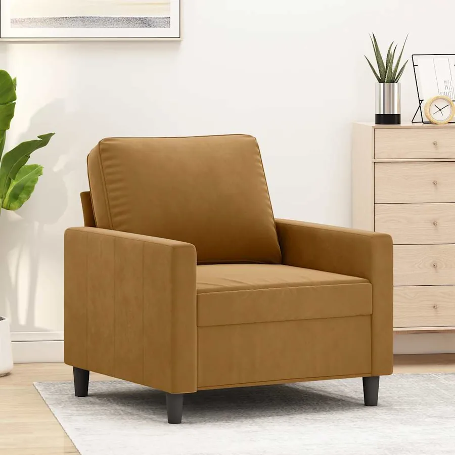 Fauteuil Marron 60 cm Velours