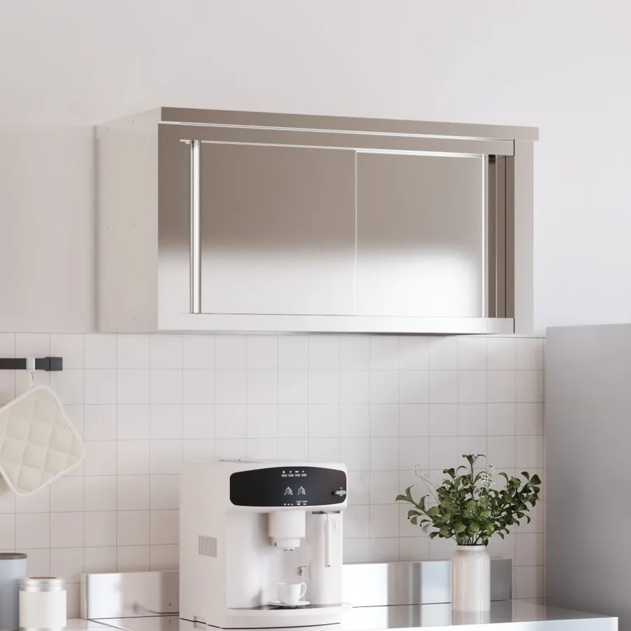 Armoire murale de cuisine avec portes coulissantes inox - 3