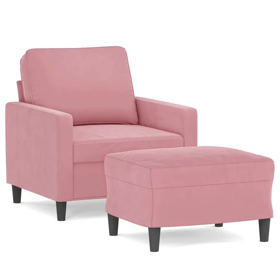 Fauteuil avec repose-pied Rose 60 cm Velours - 2