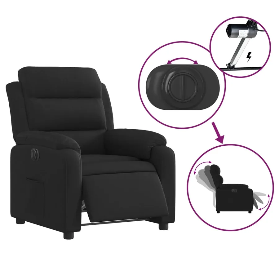 Fauteuil inclinable électrique Noir Tissu - 6