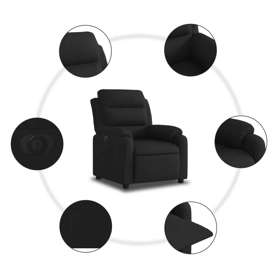 Fauteuil inclinable électrique Noir Tissu - 8