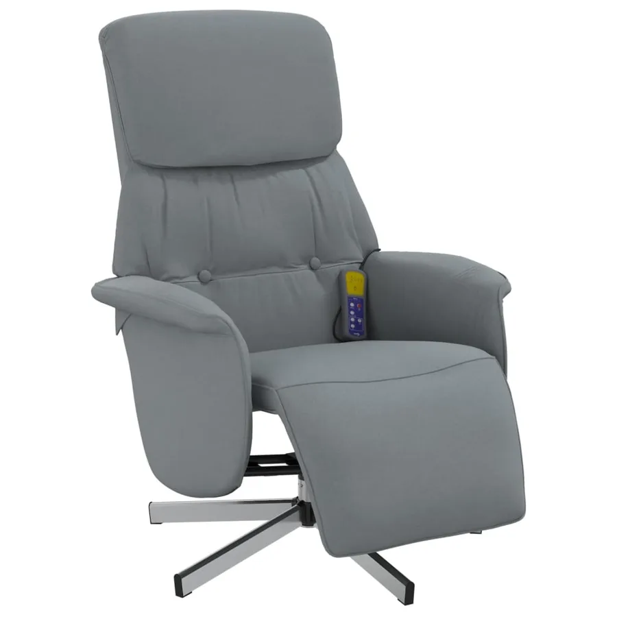 Fauteuil inclinable de massage et repose-pieds gris clair tissu - 3