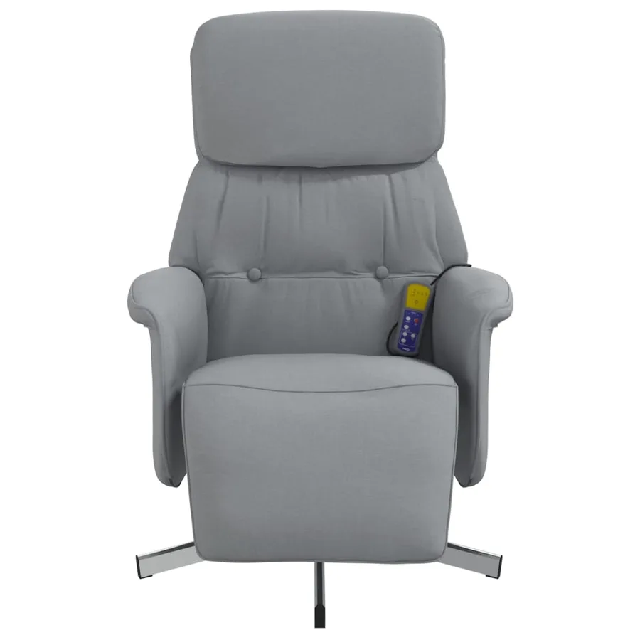 Fauteuil inclinable de massage et repose-pieds gris clair tissu - 4