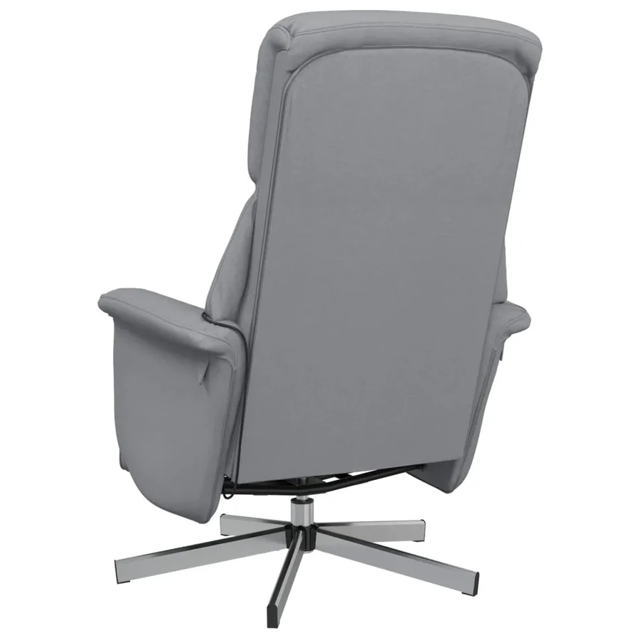 Fauteuil inclinable de massage et repose-pieds gris clair tissu - 6
