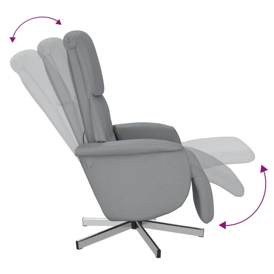 Fauteuil inclinable de massage et repose-pieds gris clair tissu - 7