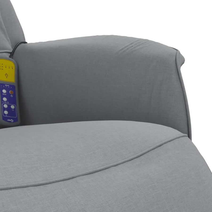 Fauteuil inclinable de massage et repose-pieds gris clair tissu - 8