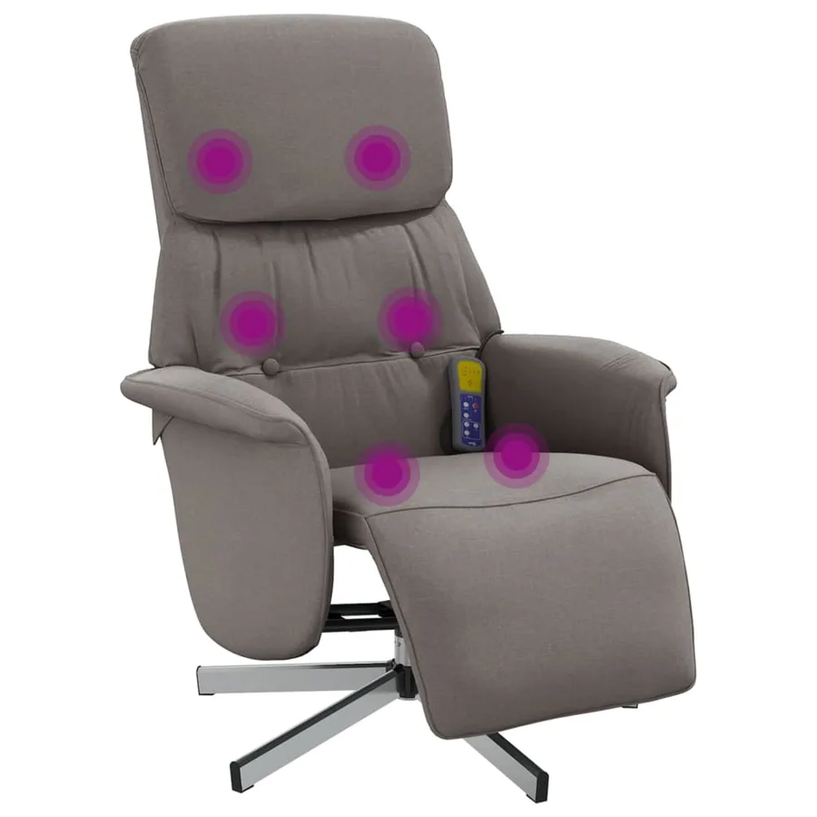 Fauteuil inclinable de massage avec repose-pieds taupe tissu - 2