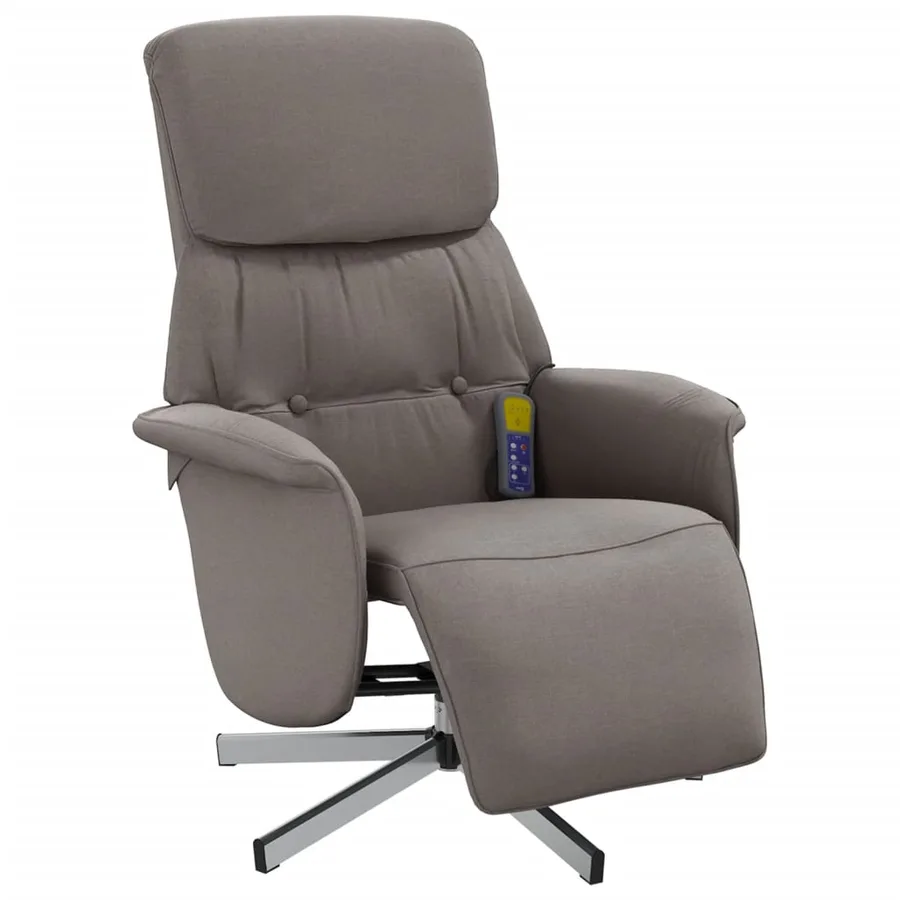 Fauteuil inclinable de massage avec repose-pieds taupe tissu - 3