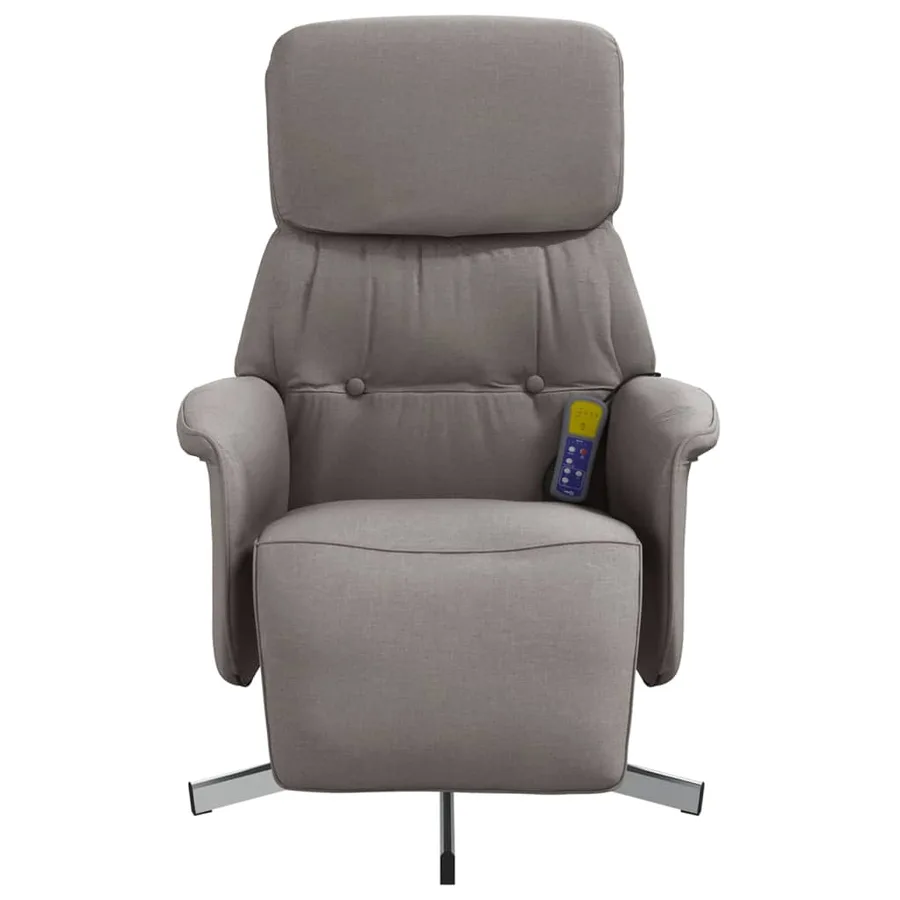 Fauteuil inclinable de massage avec repose-pieds taupe tissu - 4