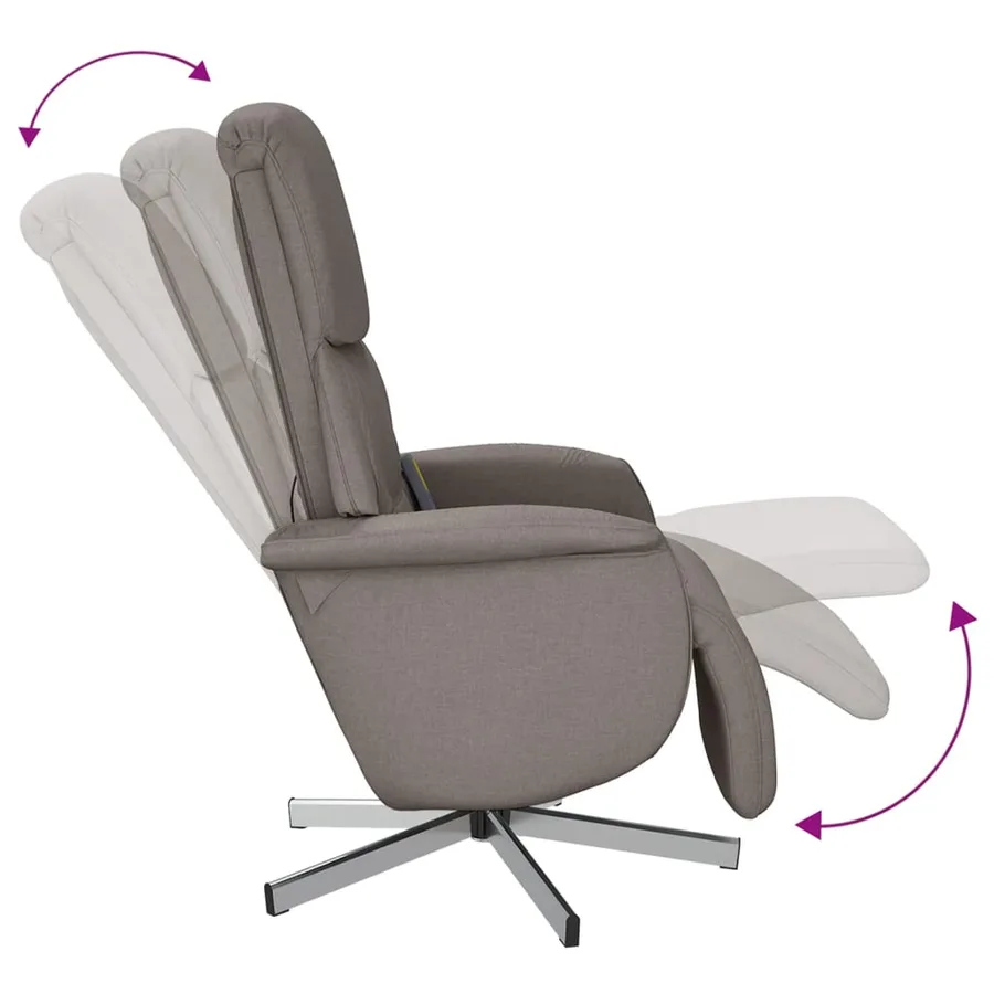 Fauteuil inclinable de massage avec repose-pieds taupe tissu - 7