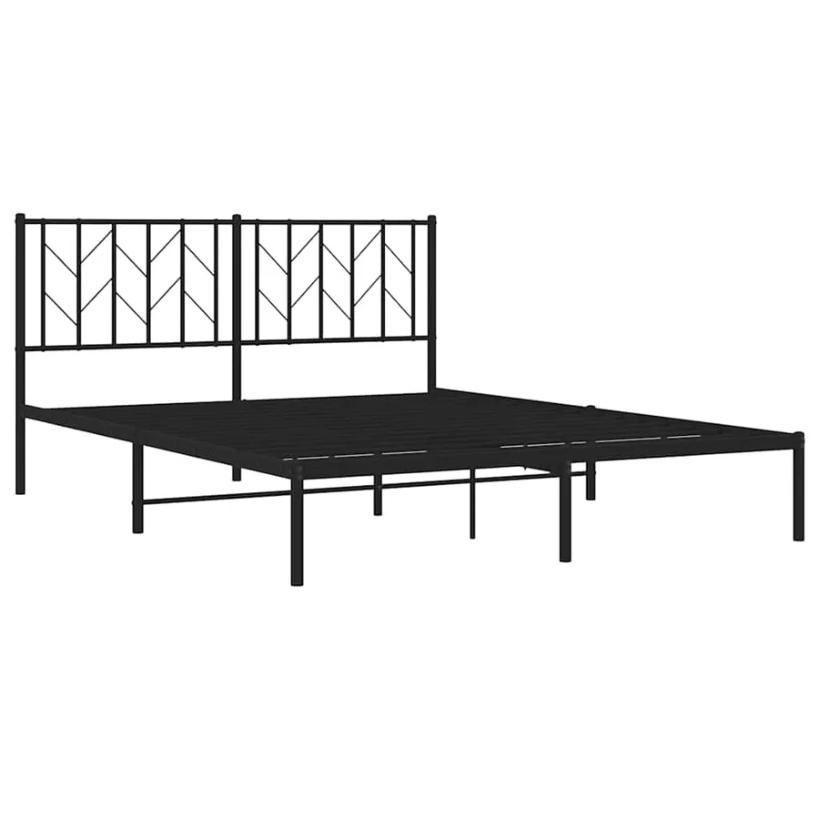 Cadre de lit métal sans matelas avec tête de lit noir 150x200cm - 4