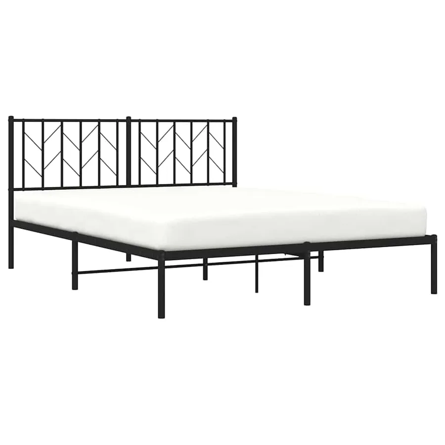 Cadre de lit métal sans matelas avec tête de lit noir 150x200cm - 5