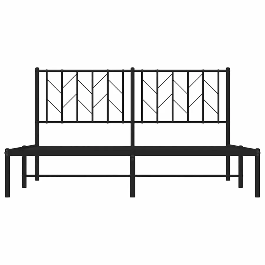 Cadre de lit métal sans matelas avec tête de lit noir 150x200cm - 6