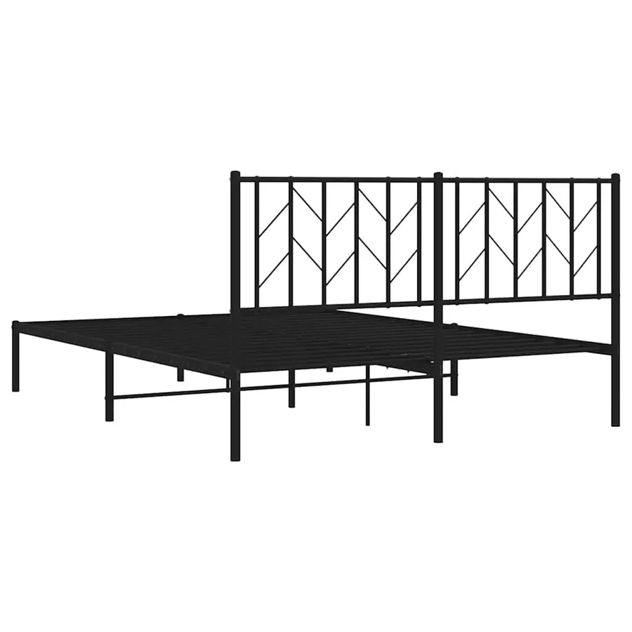 Cadre de lit métal sans matelas avec tête de lit noir 150x200cm - 8
