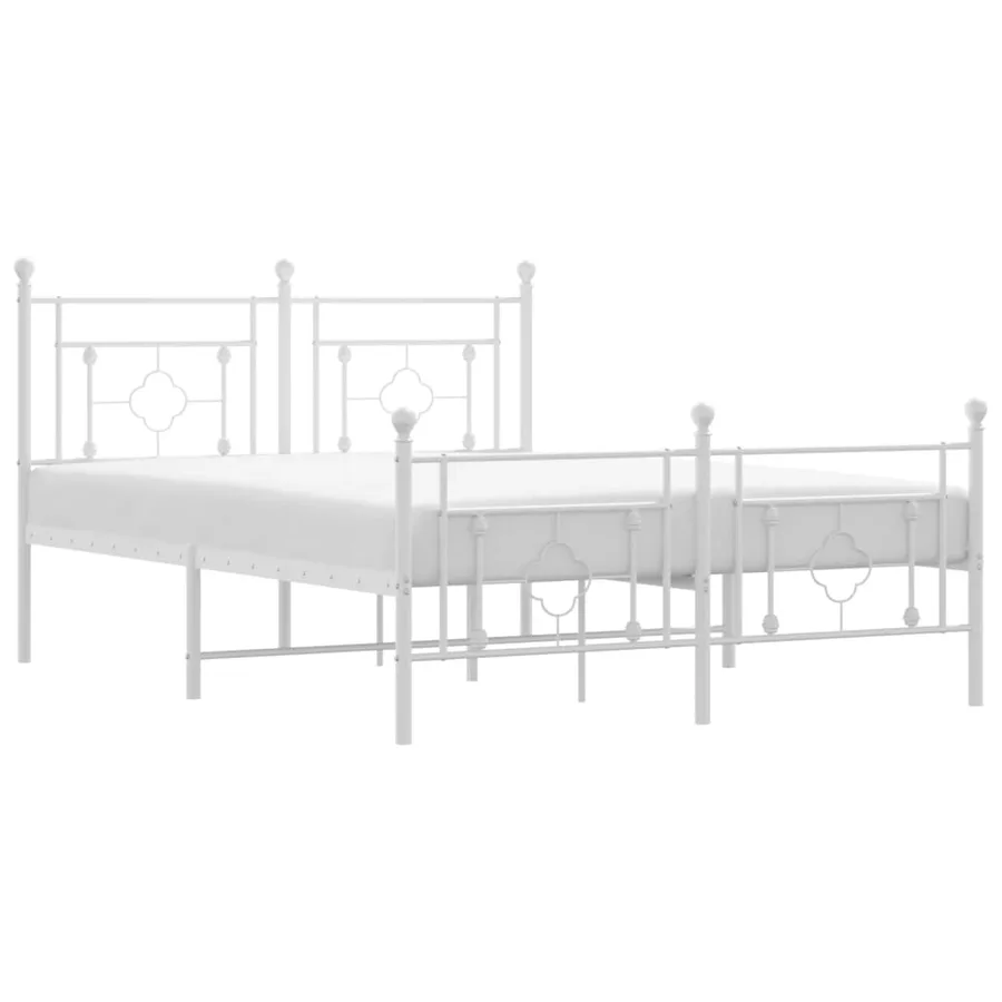 Cadre de lit métal sans matelas et pied de lit blanc 140x200 cm - 2