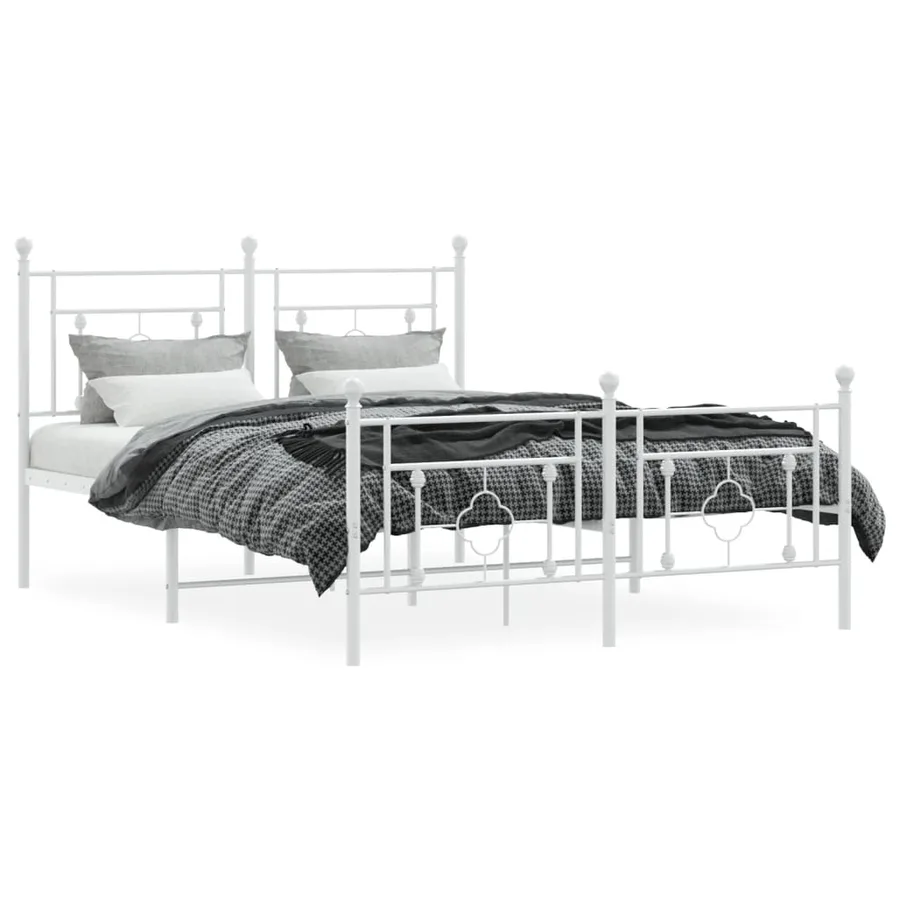 Cadre de lit métal sans matelas et pied de lit blanc 140x200 cm - 3