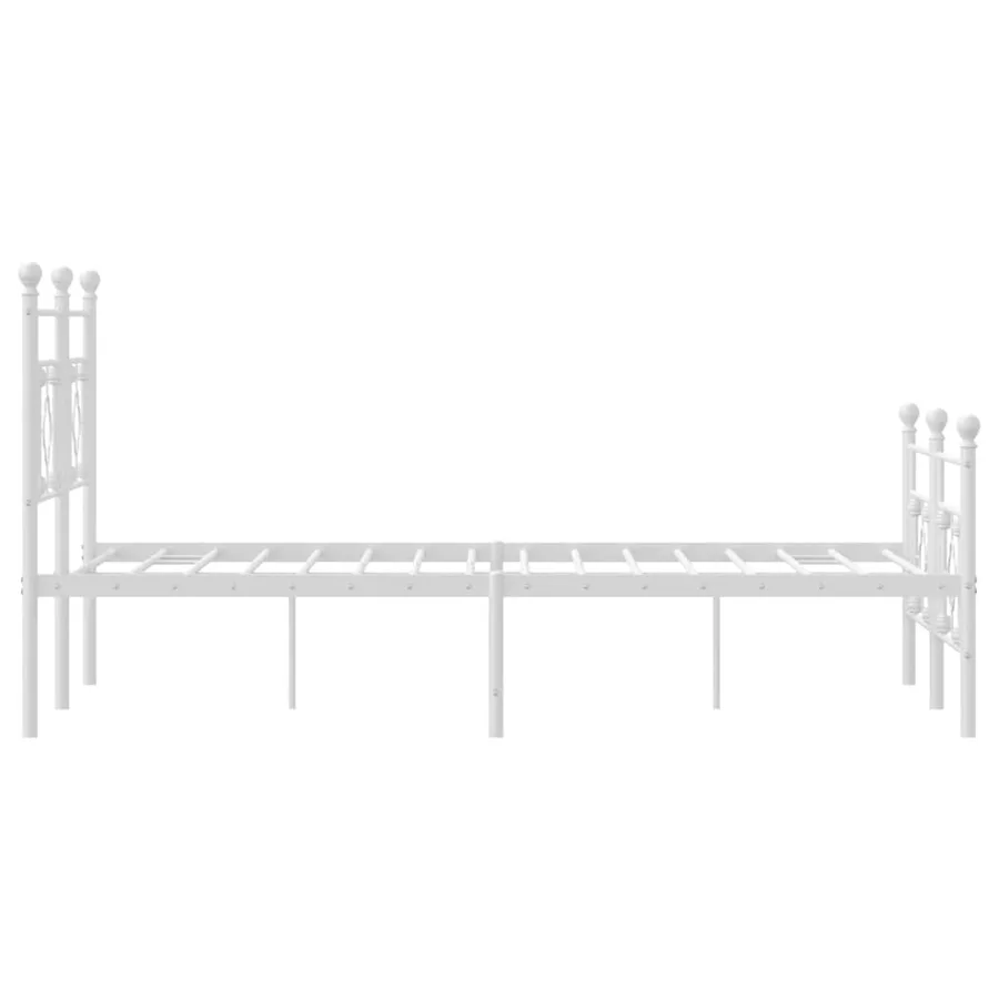 Cadre de lit métal sans matelas et pied de lit blanc 140x200 cm - 6