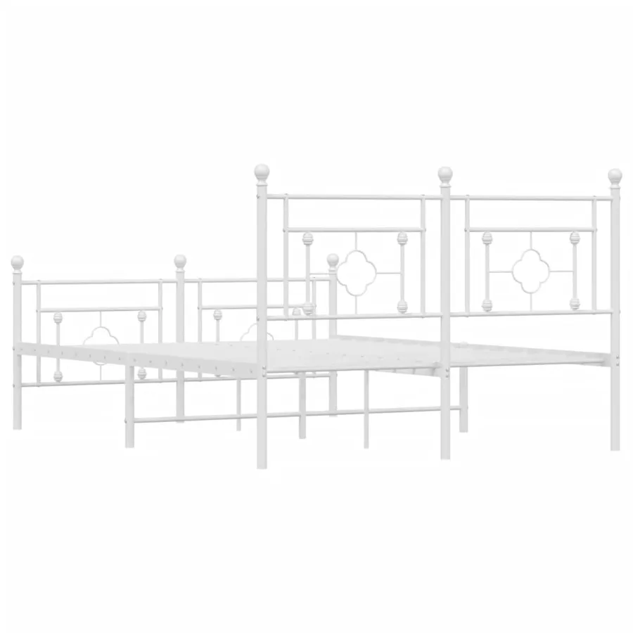 Cadre de lit métal sans matelas et pied de lit blanc 140x200 cm - 7