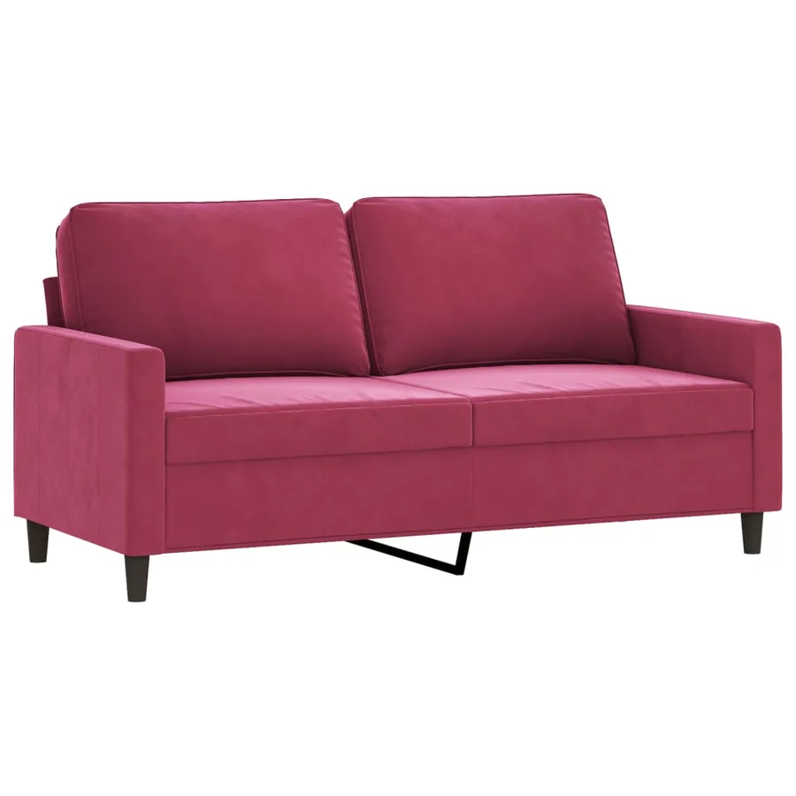 Ensemble de canapés 3 pcs avec coussins Rouge bordeaux Velours - 4