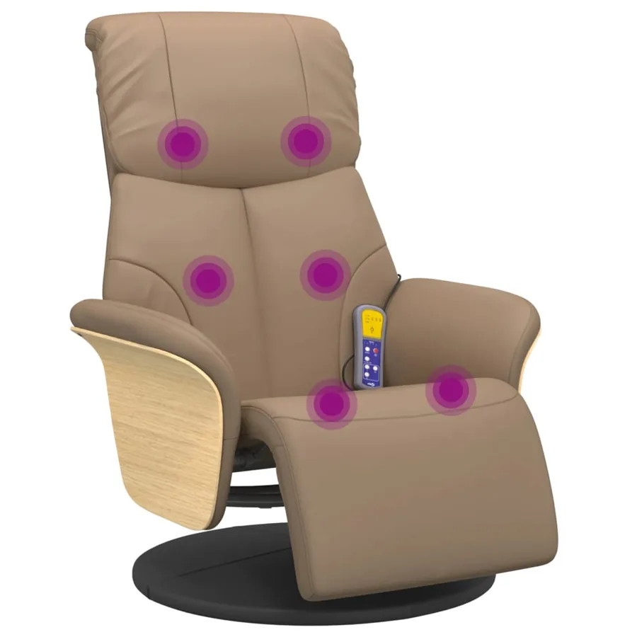 Fauteuil inclinable de massage repose-pieds cappuccino - 2