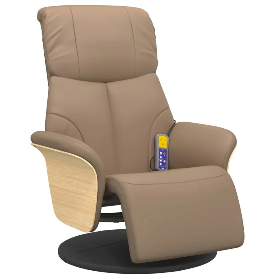 Fauteuil inclinable de massage repose-pieds cappuccino - 3