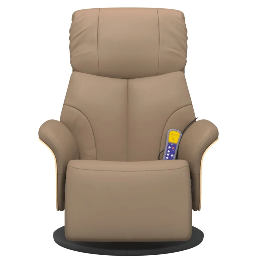 Fauteuil inclinable de massage repose-pieds cappuccino - 4