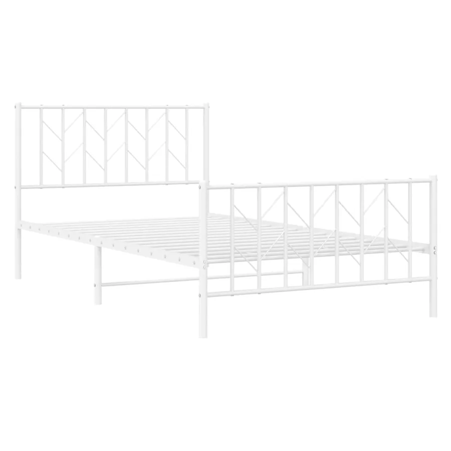 Cadre de lit métal sans matelas et pied de lit blanc 107x203 cm - 4