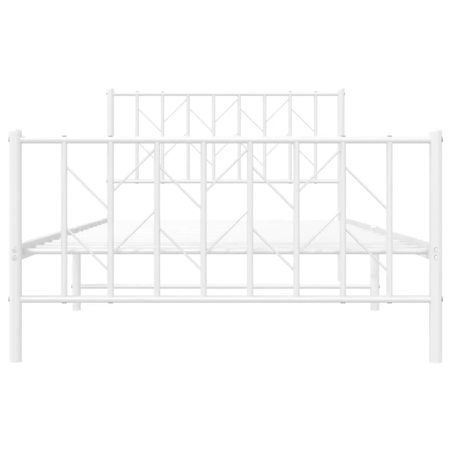 Cadre de lit métal sans matelas et pied de lit blanc 107x203 cm - 5