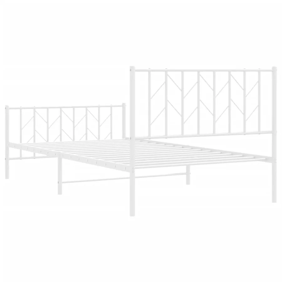 Cadre de lit métal sans matelas et pied de lit blanc 107x203 cm - 7