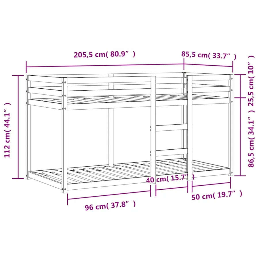 Lit superposé sans matelas cire marron 80x200 cm pin massif - 9
