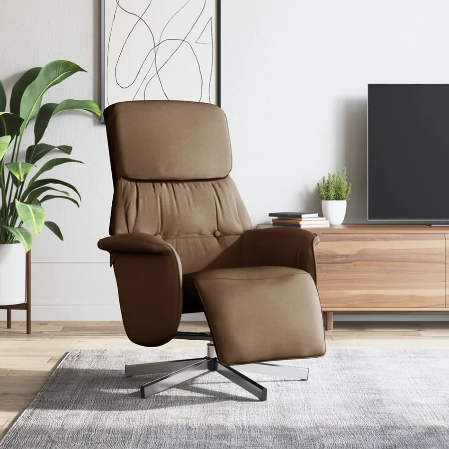 Fauteuil inclinable avec repose-pieds marron tissu