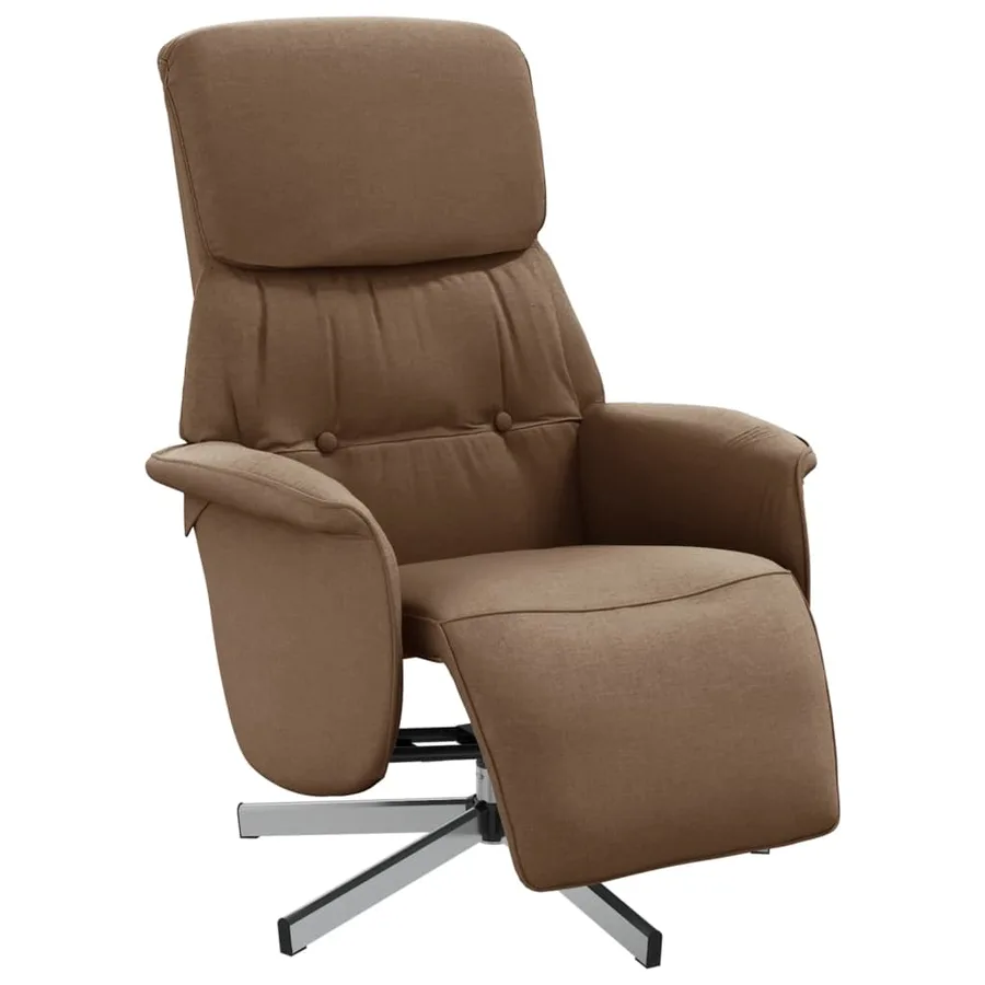 Fauteuil inclinable avec repose-pieds marron tissu - 2
