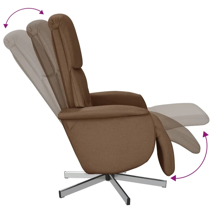 Fauteuil inclinable avec repose-pieds marron tissu - 6