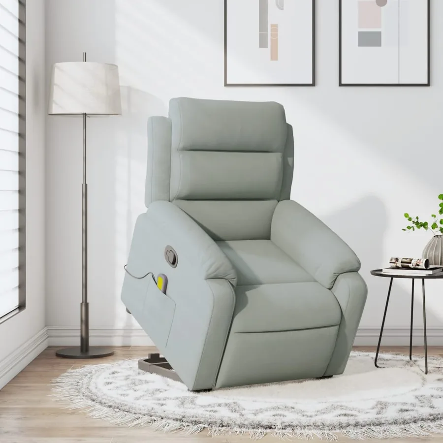 Fauteuil de massage inclinable Gris clair Velours - 14