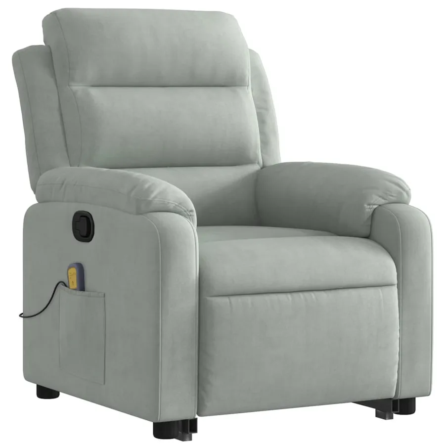 Fauteuil de massage inclinable Gris clair Velours - 3
