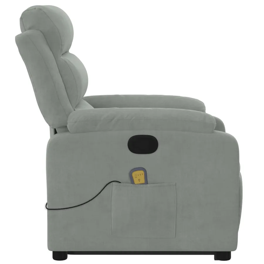 Fauteuil de massage inclinable Gris clair Velours - 9