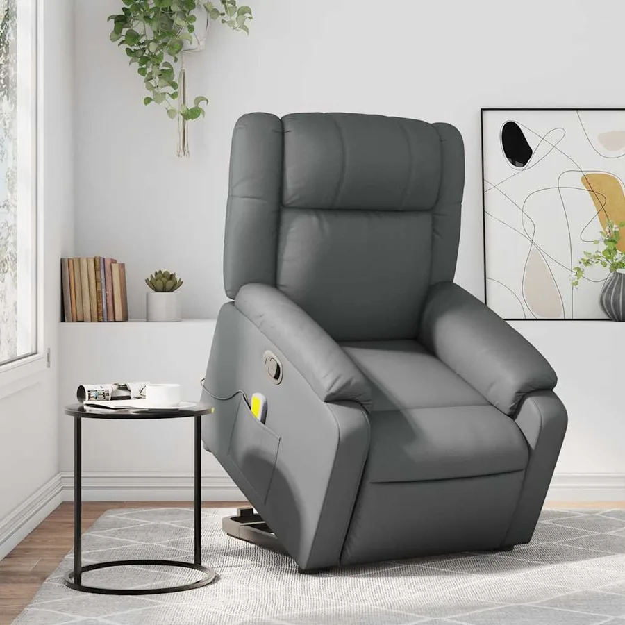 Fauteuil inclinable de massage Gris Similicuir - 16