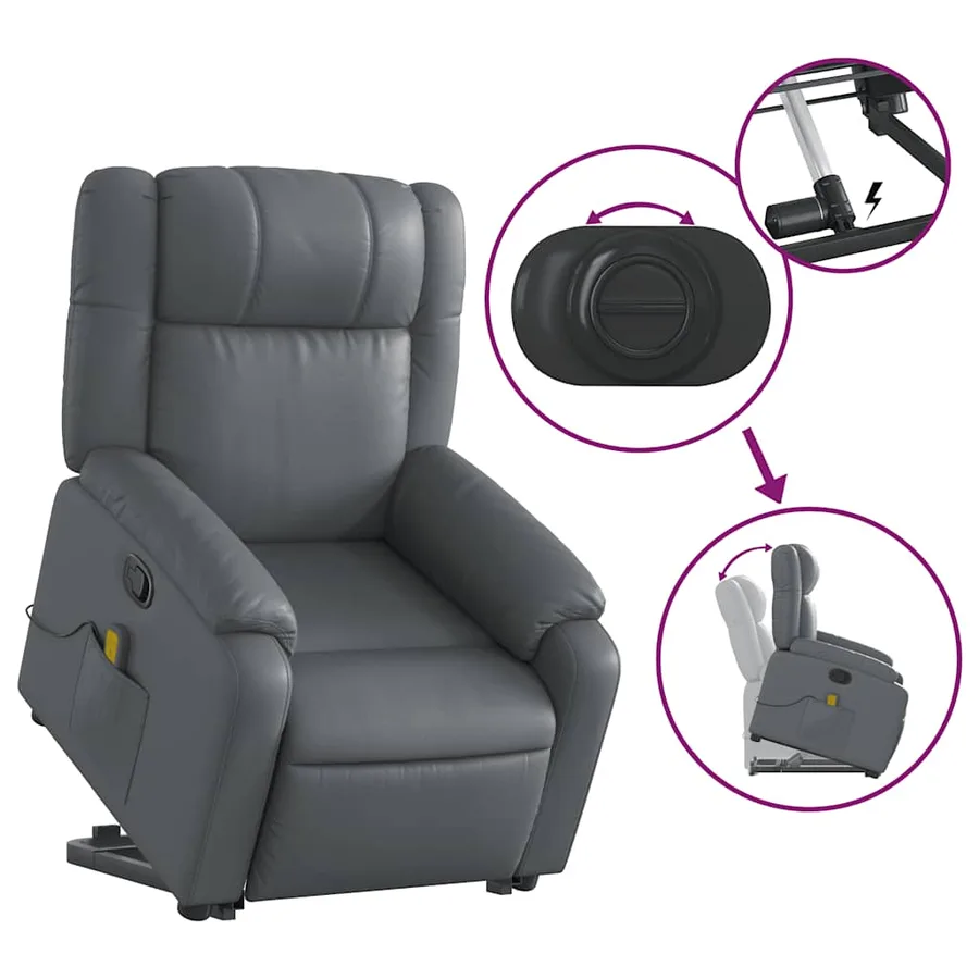 Fauteuil inclinable de massage Gris Similicuir - 6