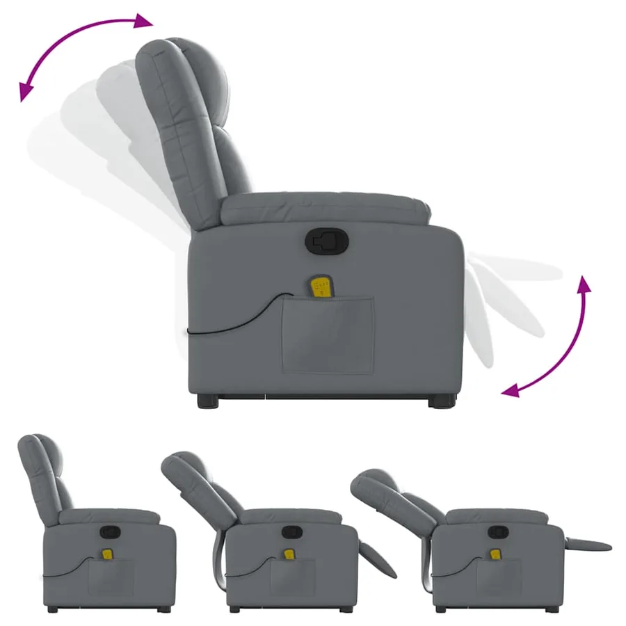 Fauteuil inclinable de massage Gris Similicuir - 7