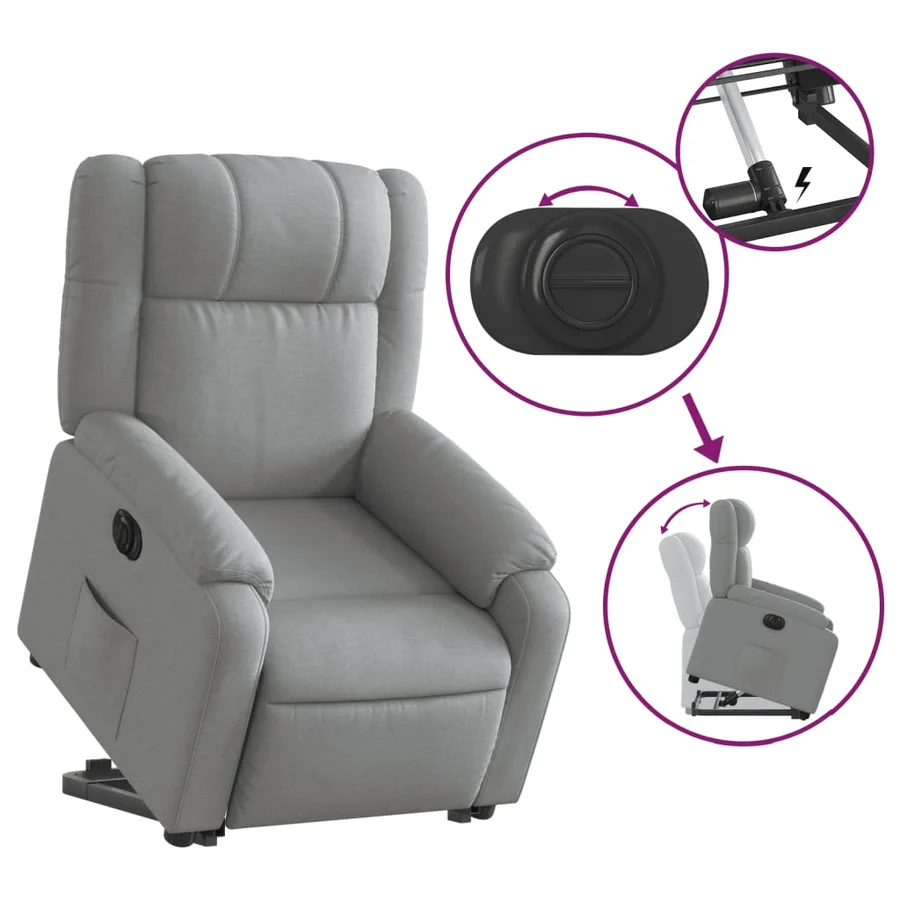 Fauteuil inclinable électrique gris clair tissu - 11