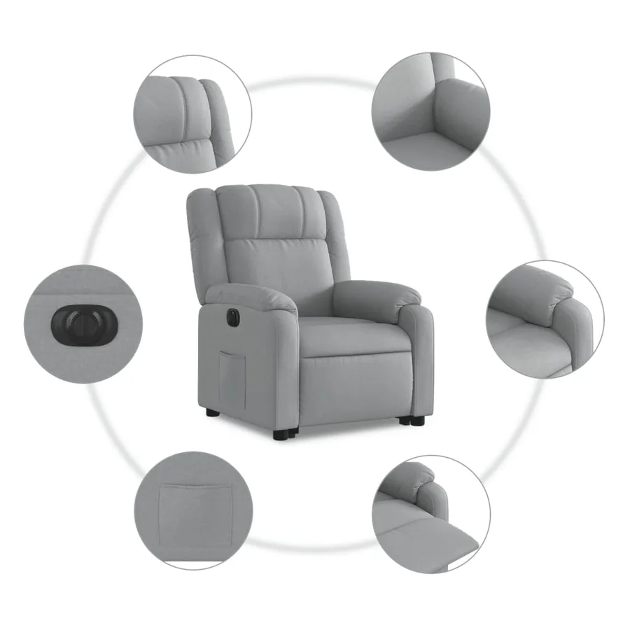 Fauteuil inclinable électrique gris clair tissu - 8
