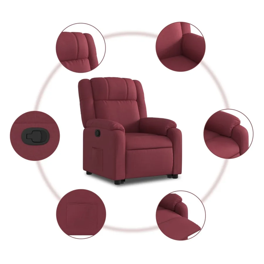 Fauteuil inclinable rouge bordeaux tissu - 8
