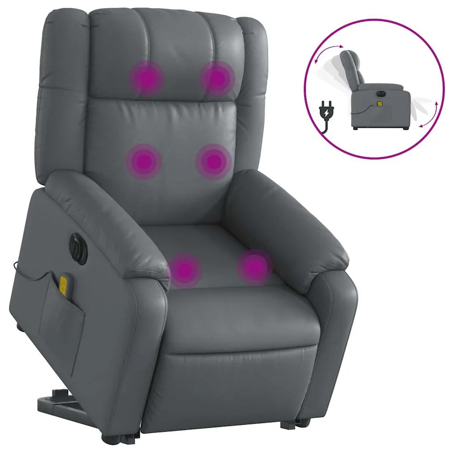 Fauteuil inclinable de massage électrique gris similicuir - 2