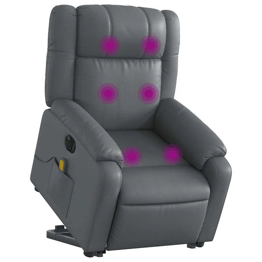 Fauteuil inclinable de massage électrique gris similicuir - 3