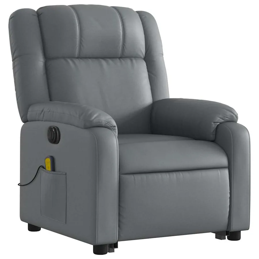 Fauteuil inclinable de massage électrique gris similicuir - 4
