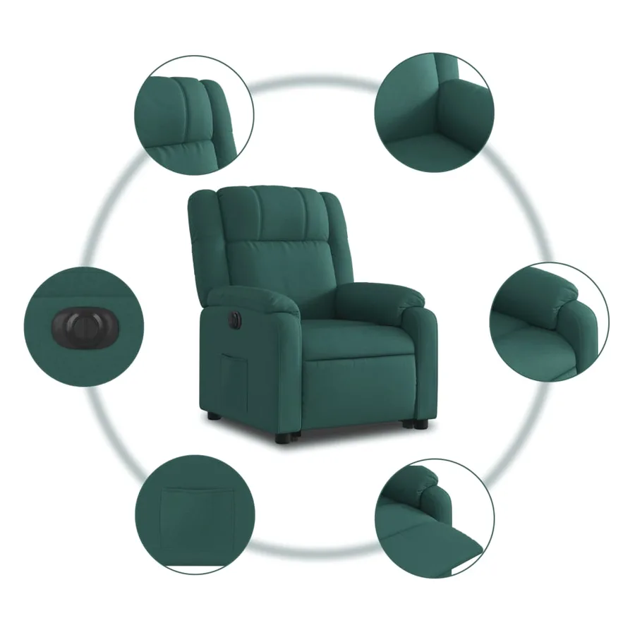 Fauteuil inclinable électrique vert foncé tissu - 8