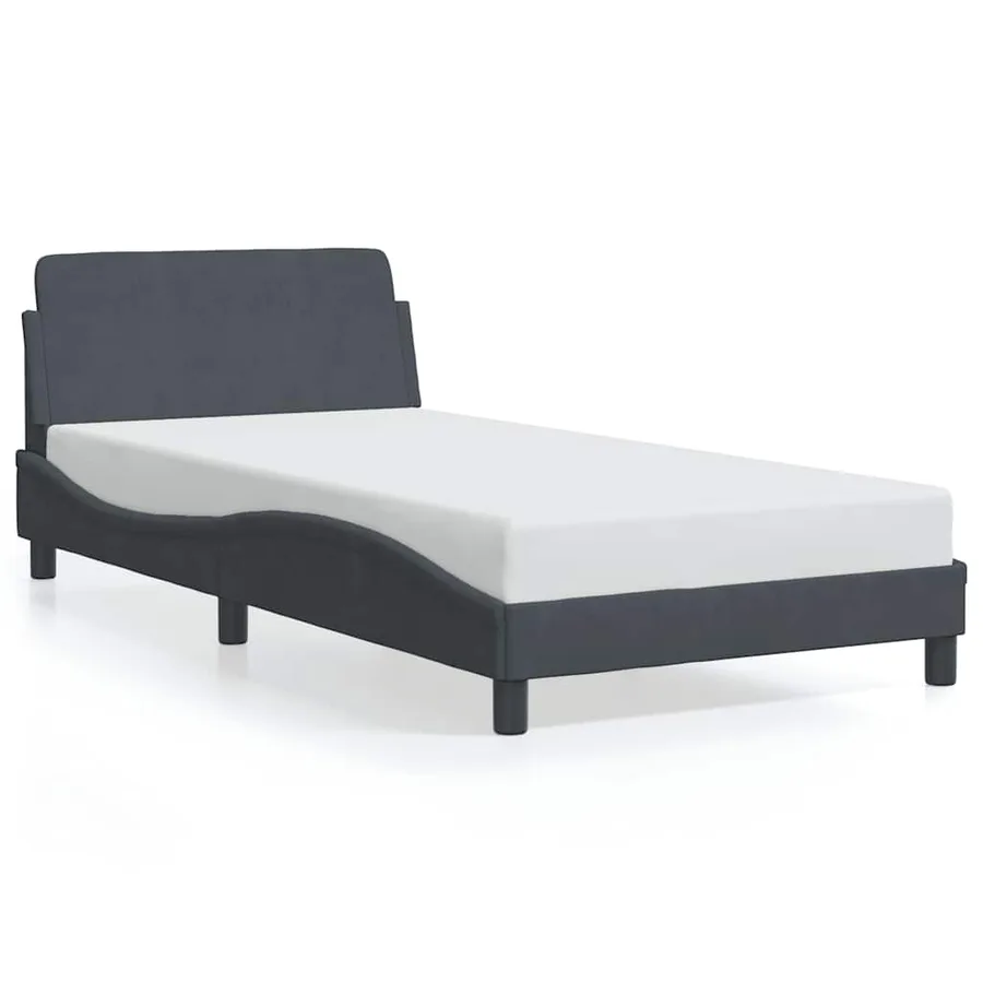 Cadre de lit Dover gris foncé 100x200 cm velours - 2