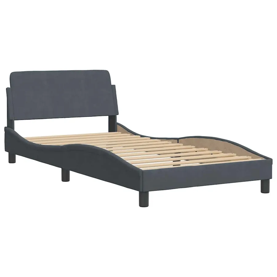 Cadre de lit Dover gris foncé 100x200 cm velours - 3